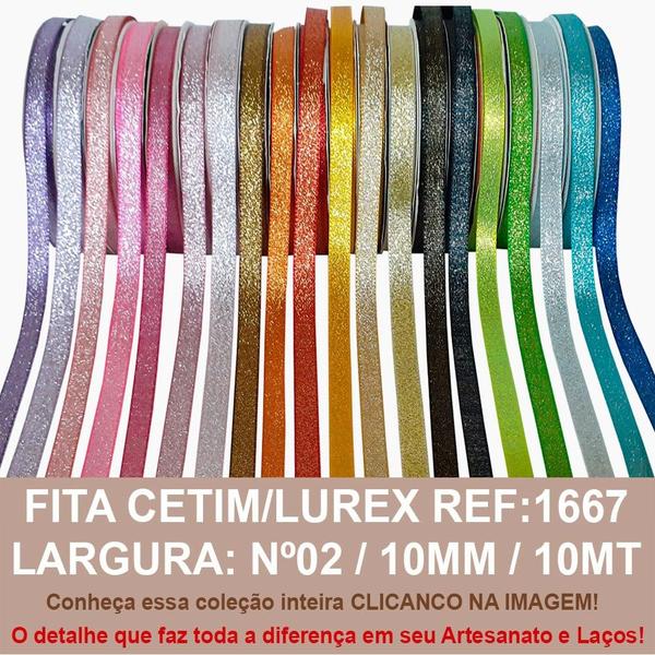 Imagem de FITA CETIM GLITERIZE/LUREX SINIMBU 10MT R.1667/10MM /Nº2