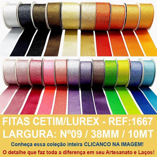 Imagem de FITA CETIM GLITERIZE/LUREX SINIMBU 10MT R.1667/38MM /Nº9