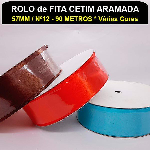 Imagem de Fita Cetim Lisa Importada 90MT REF. 9640/57mm/Nº12 -