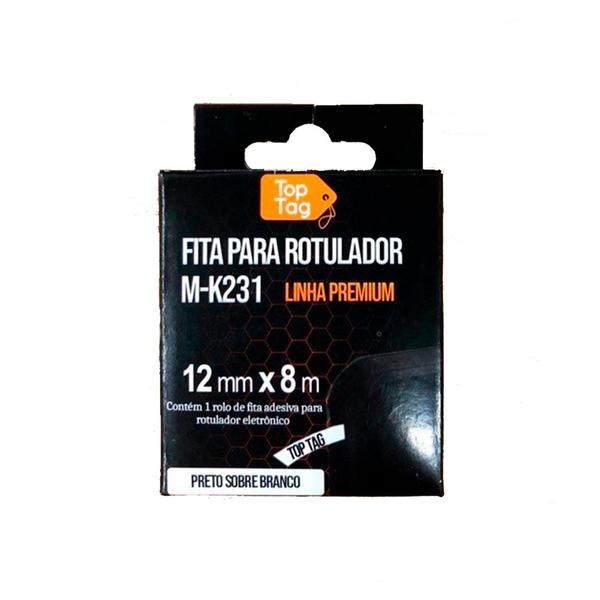 Imagem de Fita Compativel P/ Rotulador Brother 12mm Preto Branco M231