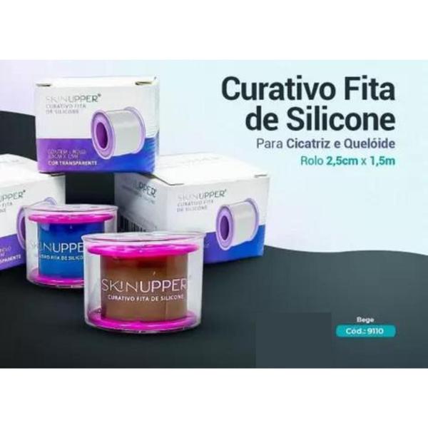 Imagem de Fita Curativo Em Silicone Para Cicatrizar Feridas Cortes Lesões 2,5cm x 1,5m Skinupper