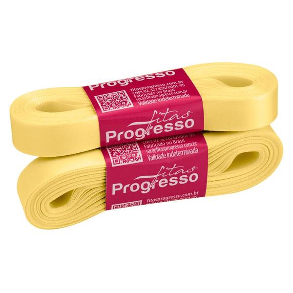 Imagem de Fita de Cetim 15mm nº3 - 10m Cor 2052 Amarelo Claro - 1 unidade - Fitas Progresso - Rizzo