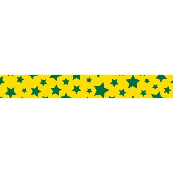 Imagem de Fita de Cetim Decorada 15MM X 10M Estrelas VERDE/AMARELO