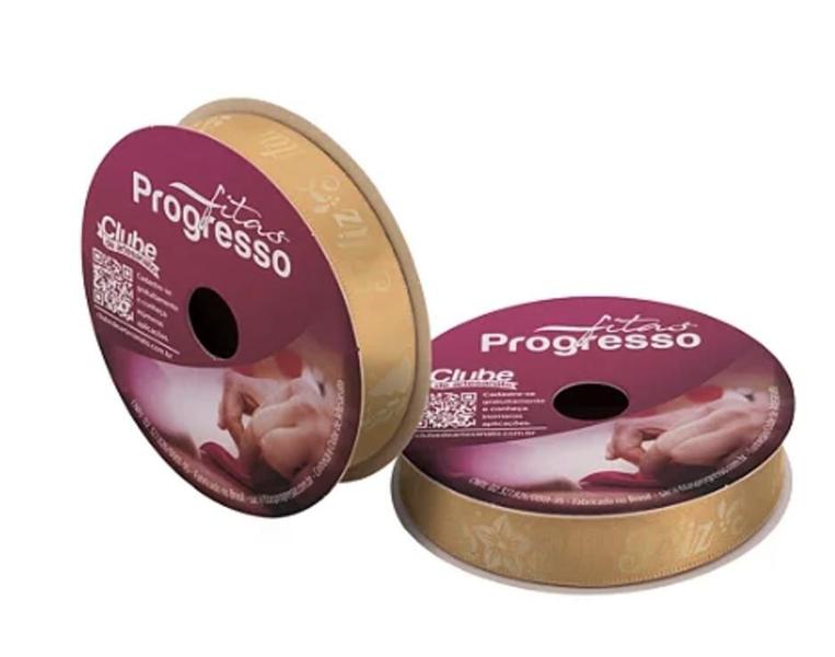 Imagem de Fita de cetim Dourada 15 mm Frase Feliz Natal COR 492 10 mt Fitas Progresso - Inspire sua Festa Loja