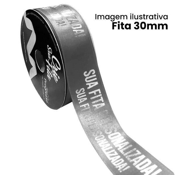 Fita de Cetim Personalizada CFS007 - 30mm X 45metros - Branco 201 - 01 Unidade - Progresso - Rizzo Imagem de Fita de Cetim Personalizada CFS007 - 30mm X 45metros - Branco 201 - 01 Unidade - Progresso - Rizzo