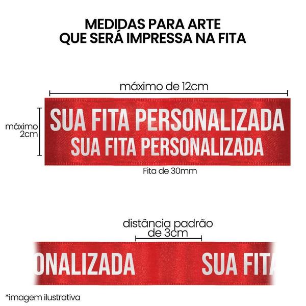 Fita de Cetim Personalizada CFS007 - 30mm X 45metros - Branco 201 - 01 Unidade - Progresso - Rizzo Imagem de Fita de Cetim Personalizada CFS007 - 30mm X 45metros - Branco 201 - 01 Unidade - Progresso - Rizzo