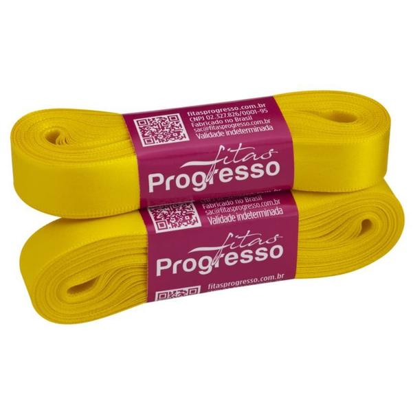 Imagem de Fita de Cetim Progresso 22mm nº5  - 10m Cor 763 Amarelo Gema - 01 UN - Progresso -