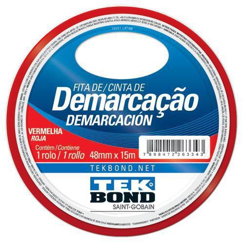 Imagem de Fita de demarcacao tek bond vermelha 48mmx15m