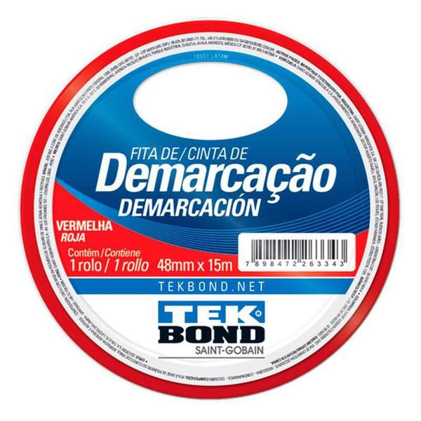 Imagem de Fita de demarcação vermelha 48mm x 15m - tekbond 21221048200