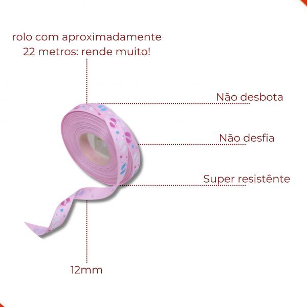 Imagem de Fita De Gorgurao Pezinho 12mm Em Poliester Com 22 Metros