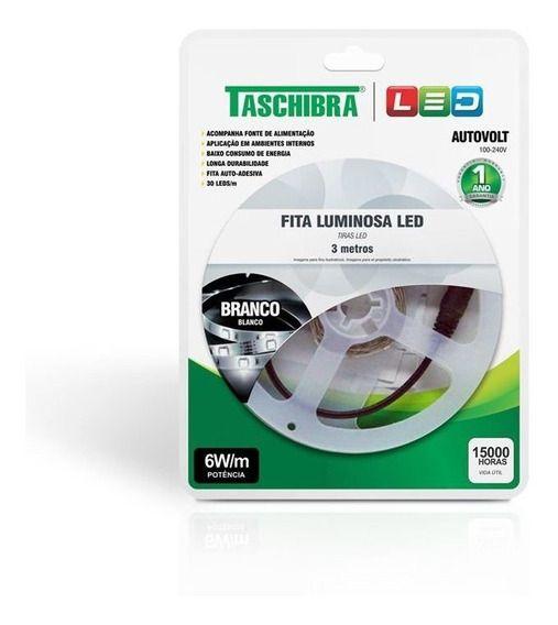 Imagem de Fita de Led 5 Metros 5W/m Branco Com Fonte -  Taschibra