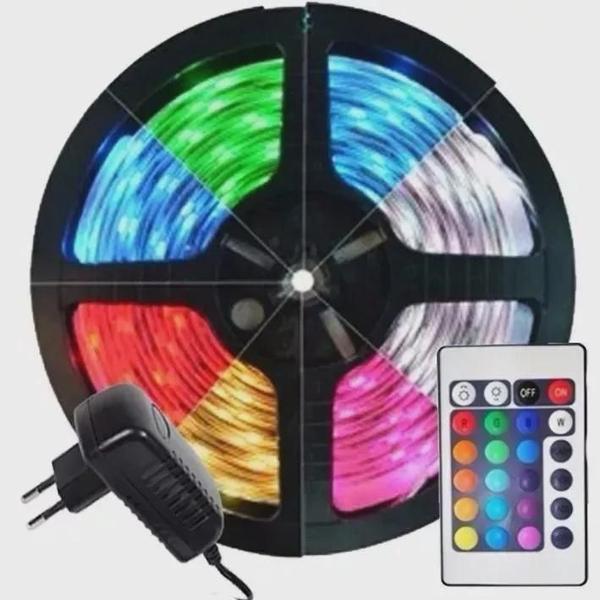 Imagem de Fita De Led 5050 Rgb Colorida Com Controle - 12V