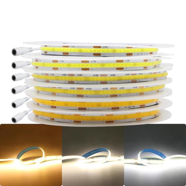 Imagem de Fita de LED COB 12V - Alta Densidade, 2m/3m/5m, 3000K/6000K - Iluminação Decorativa