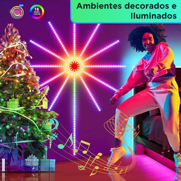 Imagem de Fita De Led Decorativa Estrela Rgb Controle Bluetooth App 25 Cm