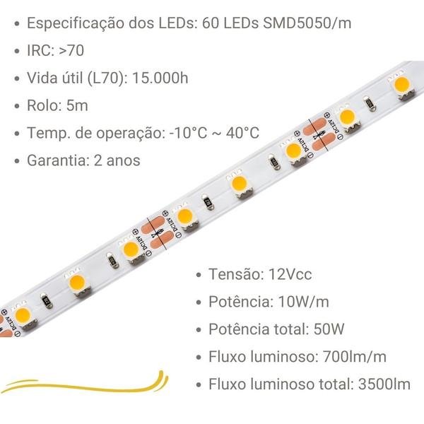 Imagem de Fita de LED Eco 10w/m IP20 12v 5m 4000K