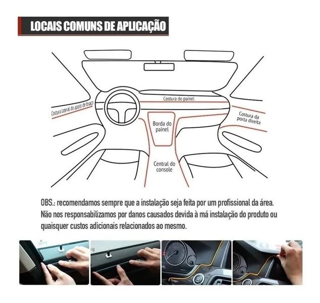 Imagem de Fita de Led Luz Interna Painel Automotivo Vermelha 5 Metros