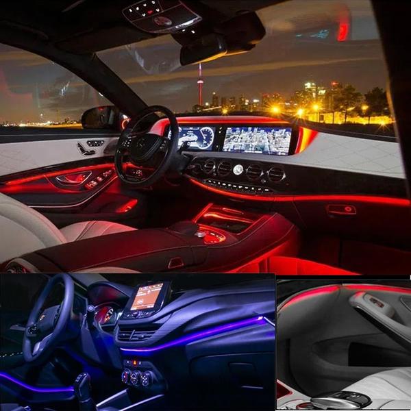 Imagem de Fita De Led Neon Decoração Automotiva Painel Carro 12v fibra ótica 1m Várias Cores painel top luxo