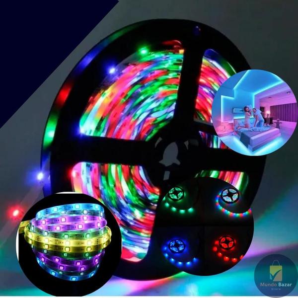 Imagem de Fita de LED Pisca Pisca 5 Metros 300 LEDs RGB Decoração Festa Quartos Cozinha 