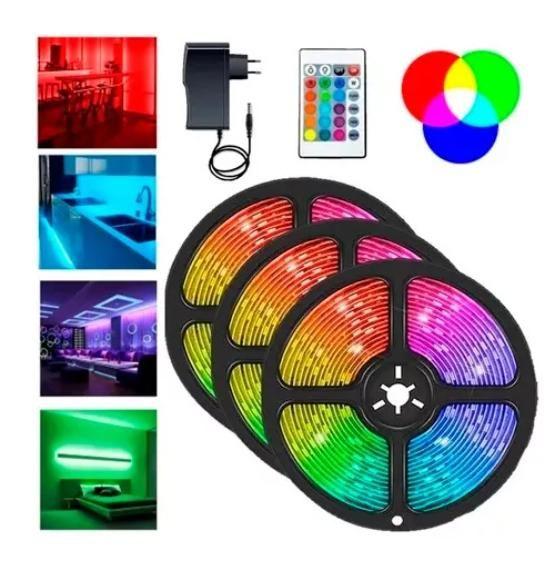 Imagem de Fita de LED Pisca Pisca Rolo 5 Metros 300 LEDs RGB Prova D'água Ip65 +fonte