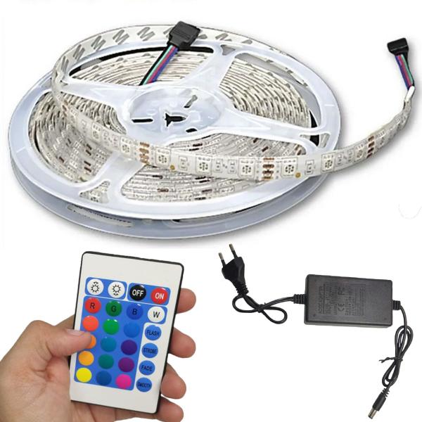 Fita De Led Rgb 5 Metros Natal Ornamentaçao Controle Fonte Iluminaçao Ajustavel Decoraçao Quarto Casa Mesa Gamer Gesso Sanca Teto Vitrine - AB MIDIA Imagem de Fita De Led Rgb 5 Metros Natal Ornamentaçao Controle Fonte Iluminaçao Ajustavel Decoraçao Quarto Casa Mesa Gamer Gesso Sanca Teto Vitrine