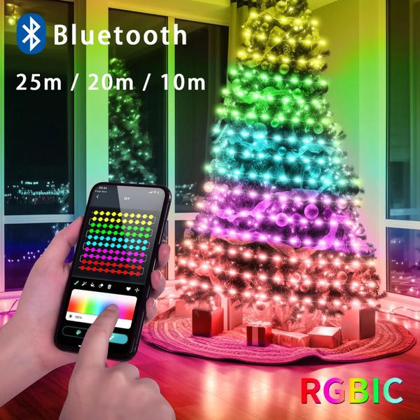 Imagem de Fita de LED RGBIC com Controle Bluetooth - 10/20/25m - Decoração de Guirlanda