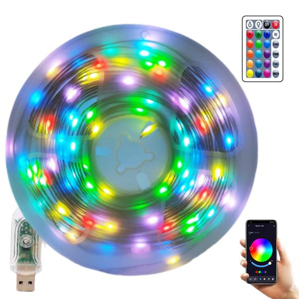 Imagem de Fita De Led RGBW Colorida Com Controle Remoto E App Bluetooth Iluminação Decorativa TB5082