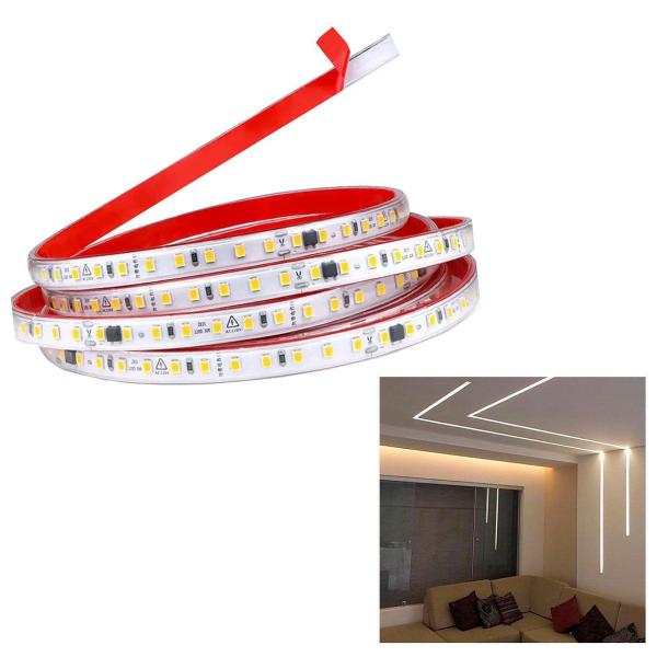 Imagem de Fita de Led SMD 4000K 3 Metros 127V Fita Dupla Face Plug Conector Perfil Gesso Sanca Teto Rebaixado Espelho  Comercial Residencial Iluminaçao Ambiente