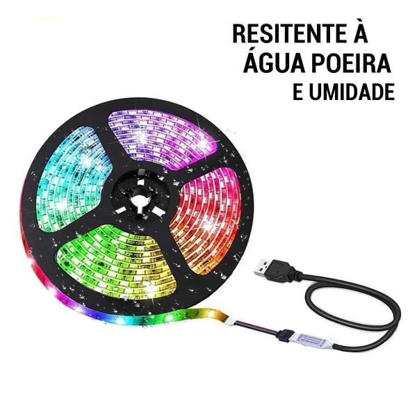 Imagem de Fita De Led Usb Rgb 5Metros Controle 5V Embutido P/Tv Pc