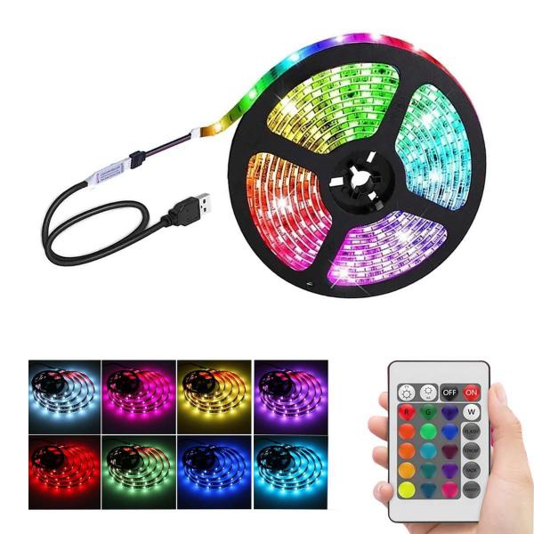 Imagem de Fita De Led Usb Rgb 5Metros Controle 5V Embutido P/Tv Pc