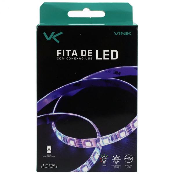 Imagem de Fita de led vx gaming rgb com controlador conexao usb 120 pontos de led 2 metros - lru2