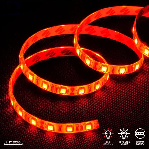 Imagem de Fita De Led Vx Gaming Vermelho Com Conexão Molex 60 Pontos De Led 1 Metro - Lvm1