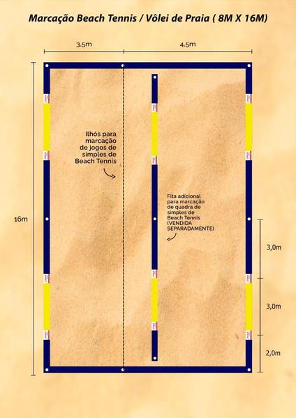 Imagem de Fita de Marcação Beach Tennis/Volei de Praia Marinho + Laranja Zaka