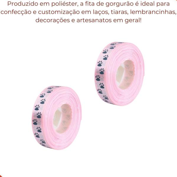 Imagem de Fita De Patinhas 15mm Em Cetim Com 22 Metros