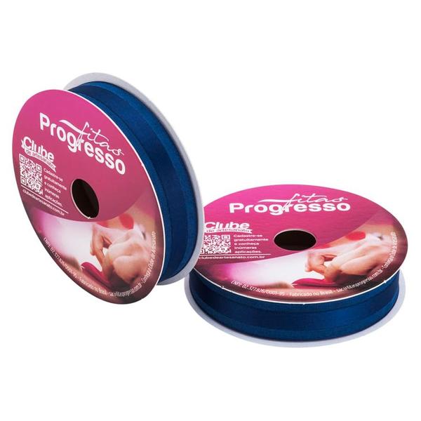 Fita de Voal com Cetim VCE003 15mmx10m Cor 276 Azul Pavão - 1 unidade - Fitas Progresso - Rizzo Imagem de Fita de Voal com Cetim VCE003 15mmx10m Cor 276 Azul Pavão - 1 unidade - Fitas Progresso - Rizzo
