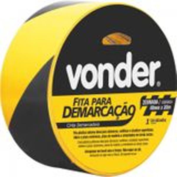 Imagem de Fita demarcação adesiva preta/amarela zebrada Vonder 48 mm x 30