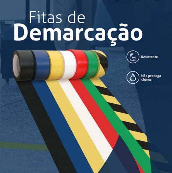 Imagem de Fita Demarcação de Solo Adesiva 50mm x 30metros Alta Fixação