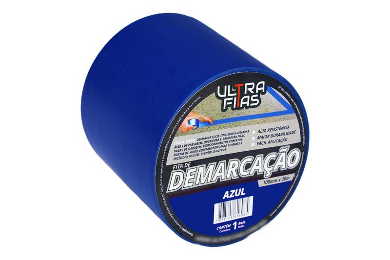 Imagem de Fita Demarcação Pvc 100mm X 30m Sinalização Cores Variedades