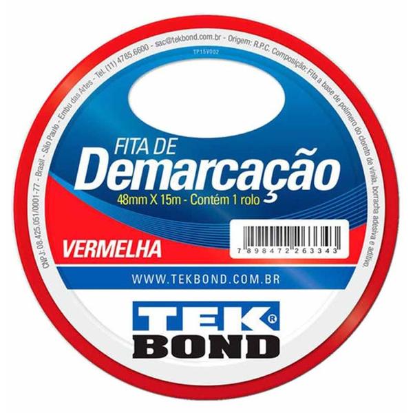 Imagem de Fita Demarcação Solo 48mmx15m Vermelha 8200 Tek Bond - Rl