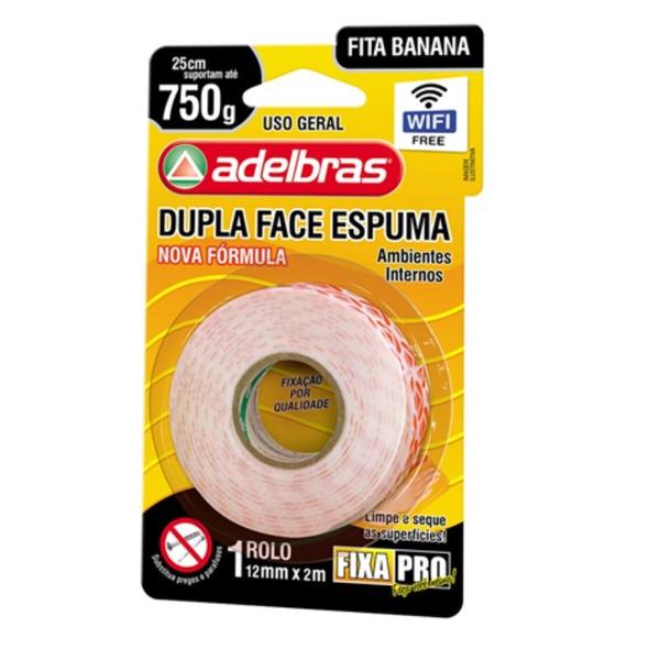 Imagem de FITA DUPLA FACE ESPUMA 12mm X 2m