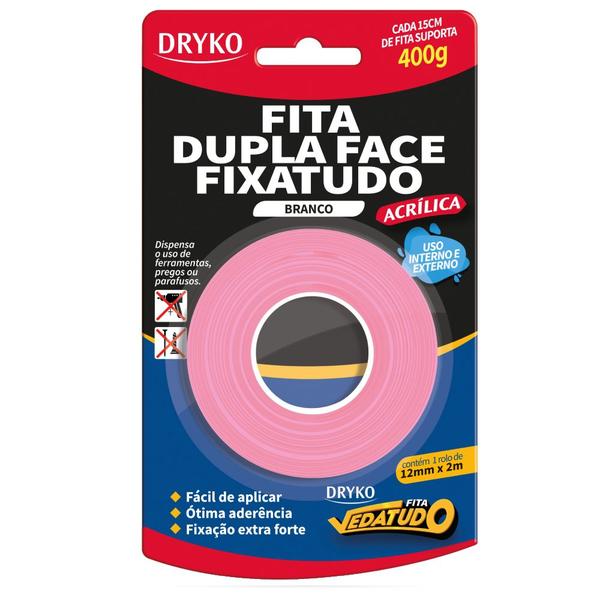 Imagem de Fita Dupla Face Fixa Tudo Branco 12mm - DUPLAFACE-BC12 - DRYKO