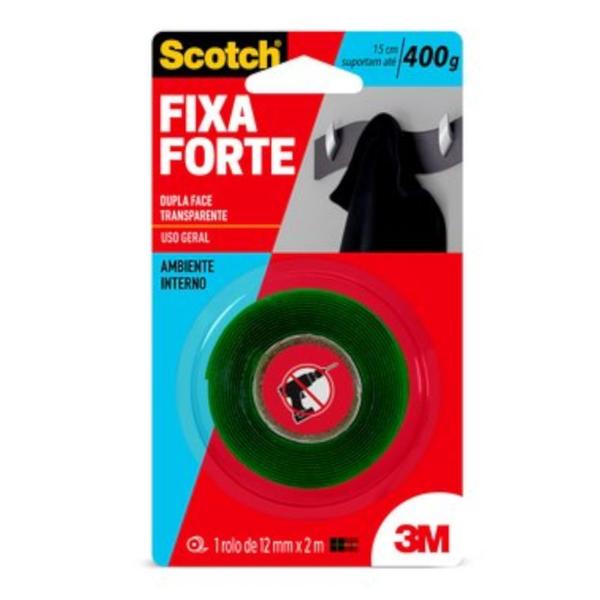 Imagem de Fita Dupla Face Scotch Fixa Forte Transparente 12mm x 2 Metros - HB004419873 - 3M