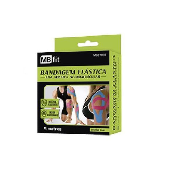 Fita Elástica Adesiva Sports Kinesio Tape Bandagem Rosa Azul - Mb fit Imagem de Fita Elástica Adesiva Sports Kinesio Tape Bandagem Rosa Azul
