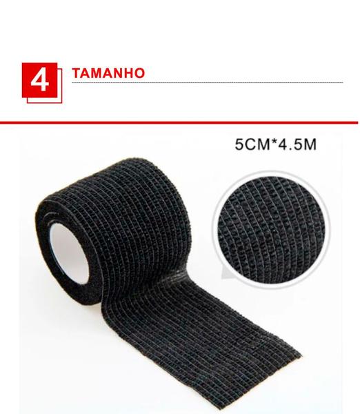 Fita Elástica Preta Kit 6 Bandagens Adesiva Esportiva 5x4,5 mts - Estilo Boleiro Imagem de Fita Elástica Preta Kit 6 Bandagens Adesiva Esportiva 5x4,5 mts