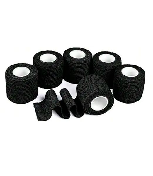 Fita Elástica Preta Kit 6 Bandagens Adesiva Esportiva 5x4,5 mts - Estilo Boleiro Imagem de Fita Elástica Preta Kit 6 Bandagens Adesiva Esportiva 5x4,5 mts