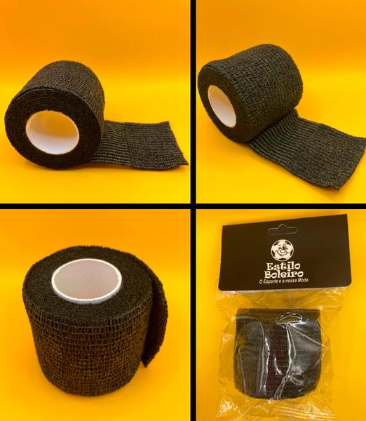 Fita Elástica Preta Kit 6 Bandagens Adesiva Esportiva 5x4,5 mts - Estilo Boleiro Imagem de Fita Elástica Preta Kit 6 Bandagens Adesiva Esportiva 5x4,5 mts