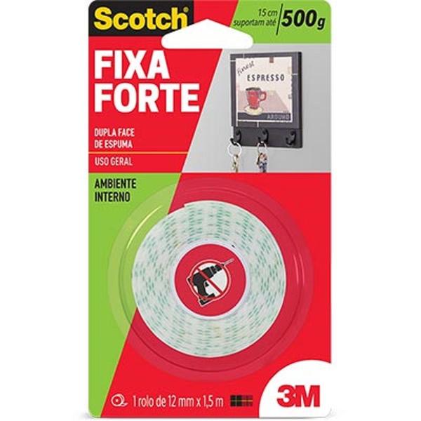 Imagem de Fita Fixa Forte Dupla Face Espuma 12mm x 1,5m Scotch 3M