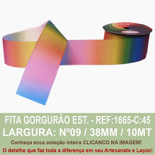 Imagem de Fita gorgurão estampado arco iris cor: c45 - ref: 1665/38/45 - sinimbu