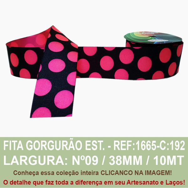 Imagem de Fita gorgurão estampado poa pto/pink cor: 192 - ref: 1665/38/192 - sinimbu