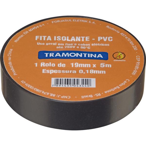 Imagem de Fita Isolante 0,18x19 mm Tramontina Preta 5 m