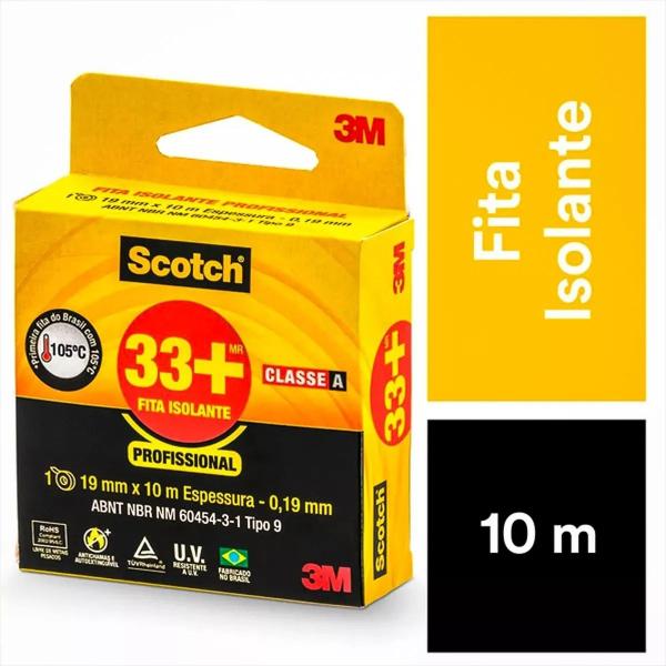 Imagem de Fita Isolante 19mm X 10m 0.19mm 750v 105g Pt 33+